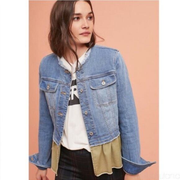 Pilcro & Letterpress Ruffle Denim Jean Jacket Size Small - Picture 5 of 10